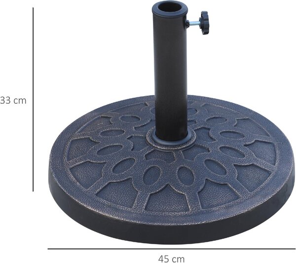 VivaGarden Base per Ombrellone Rotondo per Pali da 38 e 48 mm in Resina e Acciaio 45 cm colore Bronzo