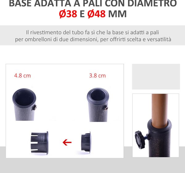 VivaGarden Base per Ombrellone Rotondo per Pali da 38 e 48 mm in Resina e Acciaio 45 cm colore Bronzo