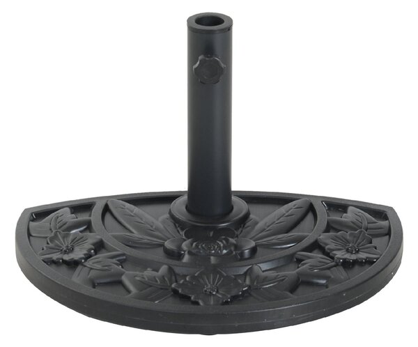 VivaGarden Base per Ombrellone Semicircolare da 9 kg in HDPE Cemento e Metallo con Motivi Floreali 50x32x32 cm Nero