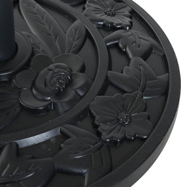 VivaGarden Base per Ombrellone Semicircolare da 9 kg in HDPE Cemento e Metallo con Motivi Floreali 50x32x32 cm Nero