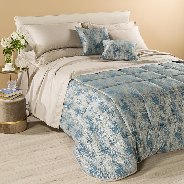 Caleffi – Trapunta Matrimoniale In Raso Jacquard Georgia, Cotone E Poliestere, Naturale