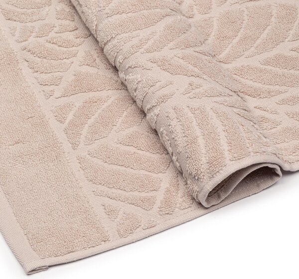 Asciugamano Con Ospite In Cotone Foglie Standard Primanatura Tinta Unita Naturale Caleffi
