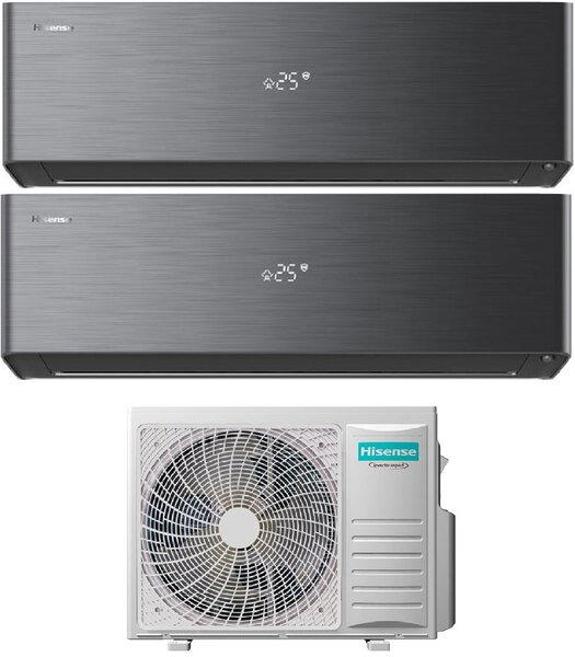 Hisense Climatizzatore Dual Split Inverter 9000+9000 Btu Condizionatore con Pompa di Calore Classe A++/A+ Gas R32 Wi-Fi (Unit Interna + Unit Este