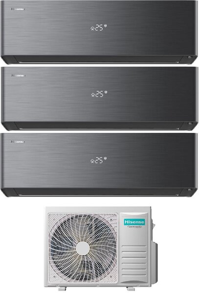 Hisense Climatizzatore Trial Split Inverter 9000+9000+12000 Btu Condizionatore con Pompa di Calore Classe A++/A++ Gas R32 Wi-Fi (Unit Interna + Un