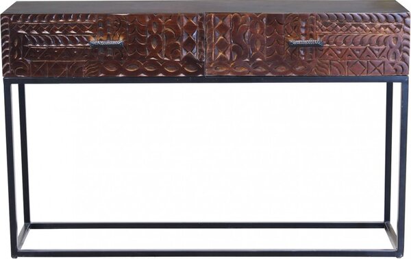 DecHome Consolle Ingresso Stile Industriale 2 Cassetti in Metallo/Legno 120x30x76 cm colore Marrone - Eclettico