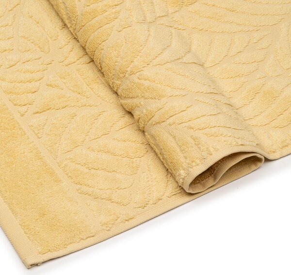 Telo Bagno In Cotone Foglie CM. 100x150 Primanatura Tinta Unita Miele Caleffi
