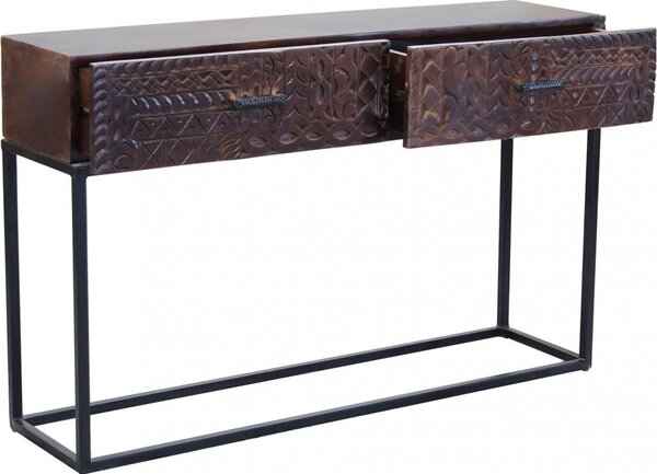 DecHome Consolle Ingresso Stile Industriale 2 Cassetti in Metallo/Legno 120x30x76 cm colore Marrone - Eclettico