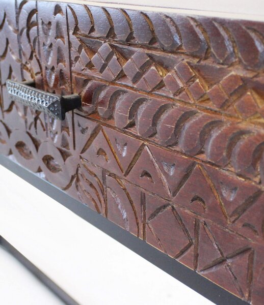 DecHome Consolle Ingresso Stile Industriale 2 Cassetti in Metallo/Legno 120x30x76 cm colore Marrone - Eclettico