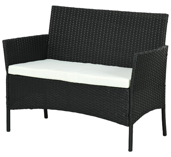 VivaGarden Divano da Esterno 2 Posti con Cuscini in Rattan PE 100x54x80 cm colore Nero