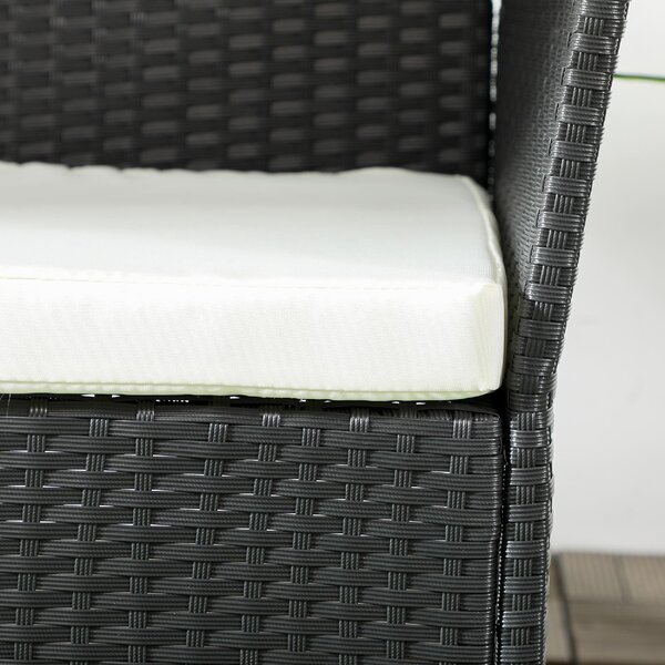 VivaGarden Divano da Esterno 2 Posti con Cuscini in Rattan PE 100x54x80 cm colore Nero
