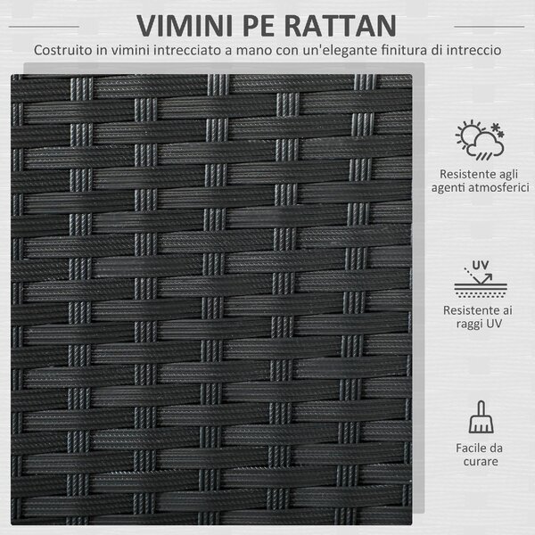 VivaGarden Divano da Esterno 2 Posti con Cuscini in Rattan PE 100x54x80 cm colore Nero