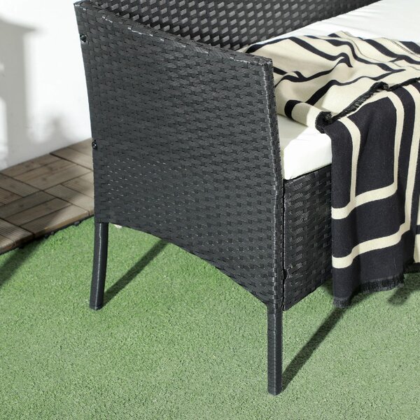 VivaGarden Divano da Esterno 2 Posti con Cuscini in Rattan PE 100x54x80 cm colore Nero