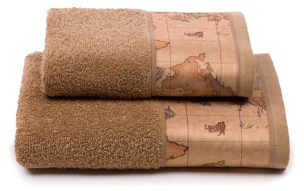 Asciugamano Con Ospite In Cotone Geo Classic Standard Alviero Martini 1A Classe Geo Tortora Caleffi