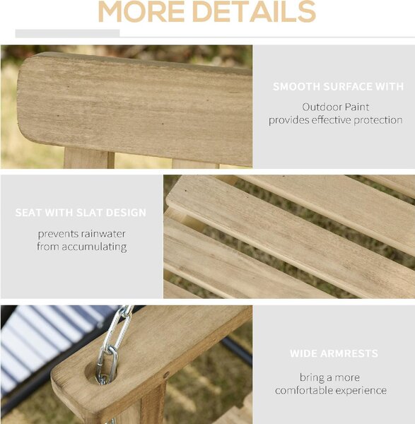 VivaGarden Dondolo da Giardino 2 Posti in Legno Dimensioni 119x65x61 cm colore Naturale