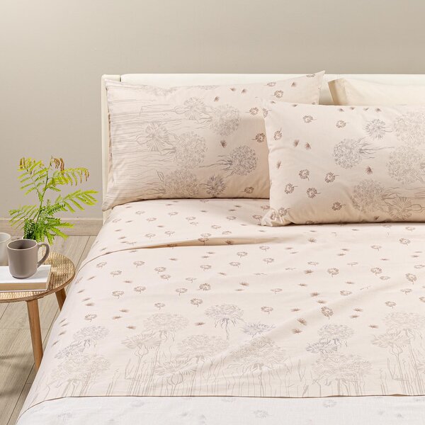 Completo Lenzuola In Cotone Country Chic 2 Singolo Caleffi Geometrico Tortora Caleffi