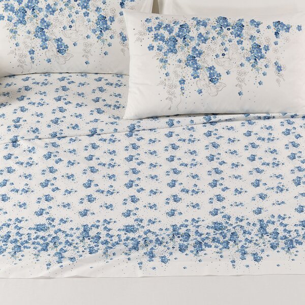 Completo Lenzuola In Cotone Myosotis Singolo Caleffi Aria Di Luna Bluette Caleffi