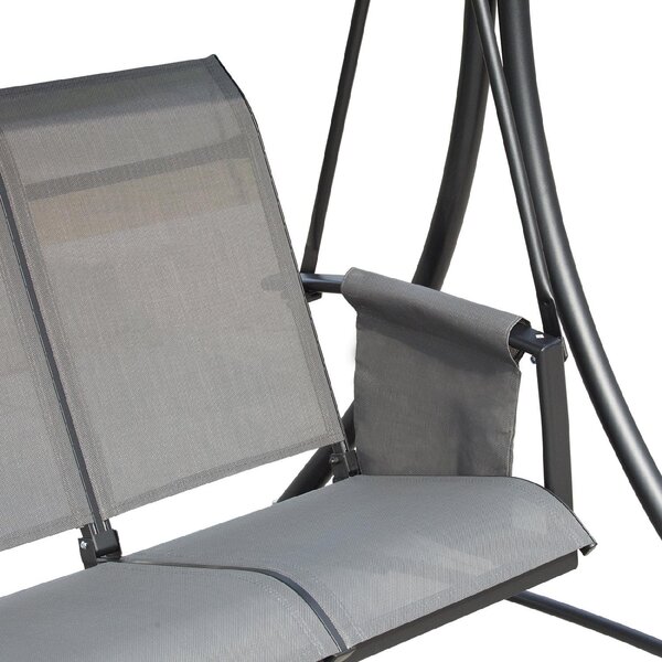 VivaGarden Dondolo da Giardino 3 Posti con Tettuccio Parasole in Acciaio Dimensioni 196x128x172 cm colore Grigio Scuro