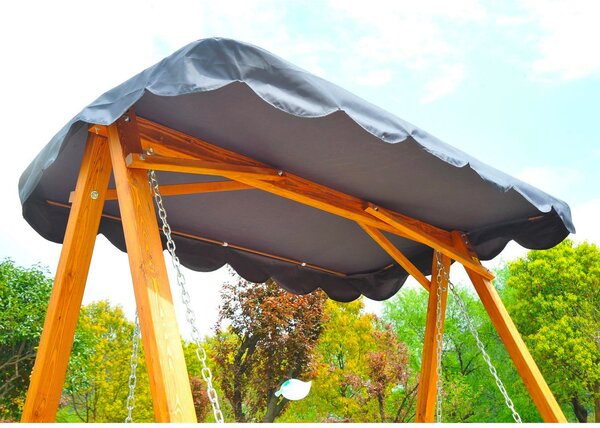 VivaGarden Dondolo da Giardino 3 Posti con Tettuccio Parasole in Legno colore Blu Swing