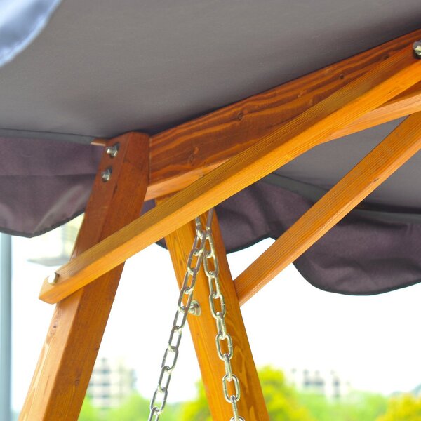 VivaGarden Dondolo da Giardino 3 Posti con Tettuccio Parasole in Legno colore Blu Swing