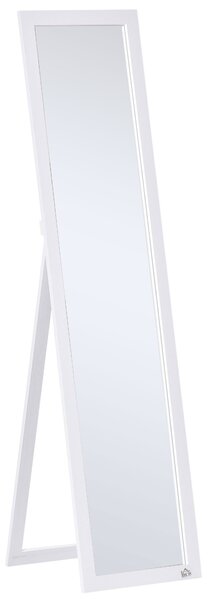 Specchio a Figura Intera da Terra o a Parete 37x37x154 cm in Legno e Vetro Bianco