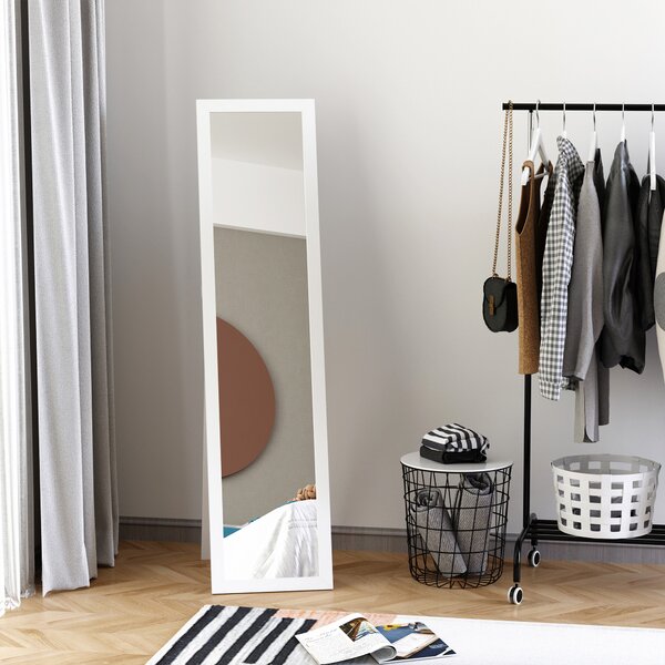 HOMCOM Specchio da Terra e Muro rettangolare specchio da pavimento per intero Armadio Camera dim. 37L x 37l x 154H cm Bianco