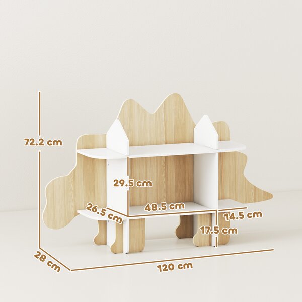 AIYAPLAY Libreria per bambini mobile porta giocattoli e libri 6 scomparti 120x28x72,2cm legno naturale | Aosom Italy