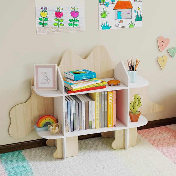 AIYAPLAY Libreria per bambini mobile porta giocattoli e libri 6 scomparti 120x28x72,2cm legno naturale | Aosom Italy