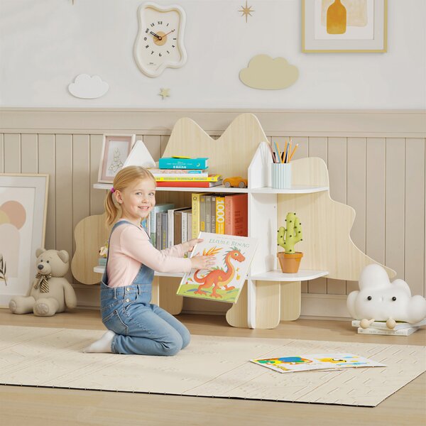 AIYAPLAY Libreria per bambini mobile porta giocattoli e libri 6 scomparti 120x28x72,2cm legno naturale | Aosom Italy