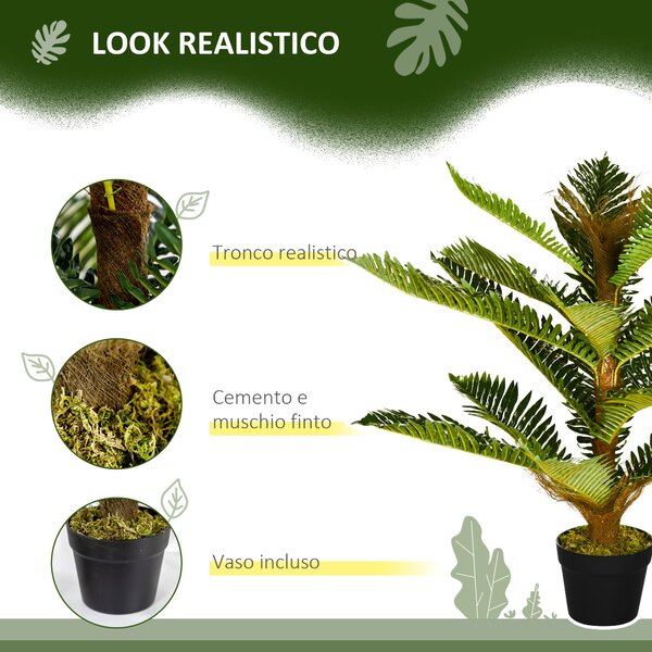 HOMCOM Pianta Artificiale di Palma con 18 Foglie e Vaso Incluso per Interni, Altezza 85 cm, Verde | Aosom Italy
