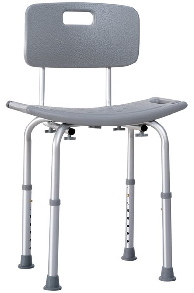 HOMCOM Sedia da Doccia per Bagno in Alluminio e Plastica Altezza Regolabile 8 Livelli 71-88cm Piedini Antiscivolo|Aosom