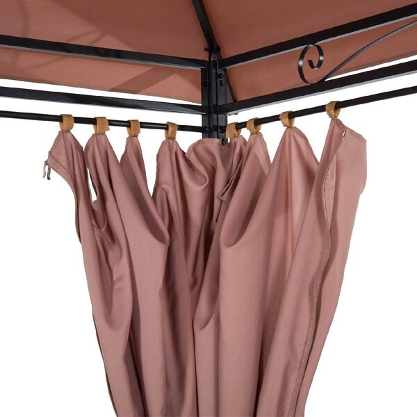 VivaGarden Gazebo da Giardino 3x4 mt in Acciaio con Doppio Tetto e Tende colore Cachi