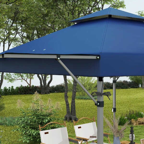 VivaGarden Gazebo da Giardino 5x3 mt Pieghevole con Pareti Estensibili + Borsa con Ruote colore Blu