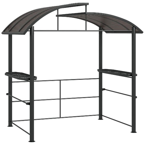 VivaGarden Gazebo da Giardino per Barbecue con Tetto e 2 Ripiani Portaoggetti in Metallo e PC 240x150x230 cm colore Grigio Scuro