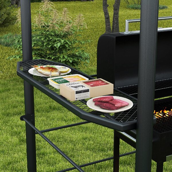 VivaGarden Gazebo da Giardino per Barbecue con Tetto e 2 Ripiani Portaoggetti in Metallo e PC 240x150x230 cm colore Grigio Scuro