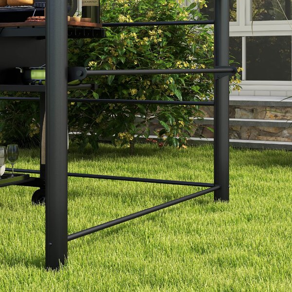 VivaGarden Gazebo da Giardino per Barbecue con Tetto e 2 Ripiani Portaoggetti in Metallo e PC 240x150x230 cm colore Grigio Scuro