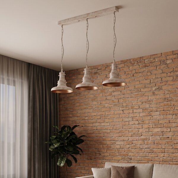 Brilagi - Lampadario a catena PYRONIC 3xE27/40W/230V crema/patina