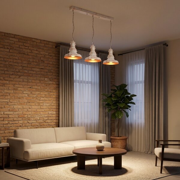 Brilagi - Lampadario a catena PYRONIC 3xE27/40W/230V crema/patina