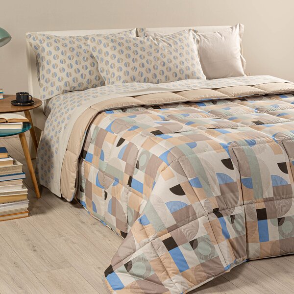 Trapunta In Cotone Tech Singolo Caleffi Geo Design Bluette Caleffi