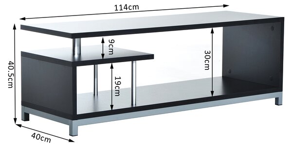 DecHome Mobile TV Moderno con Ripiano a Giorno Dimensioni 114x40x40.5cm colore Nero