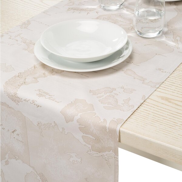 Runner Per La Tavola In Cotone Geo White CM. 50X150 Alviero Martini 1A Classe Geo Caleffi