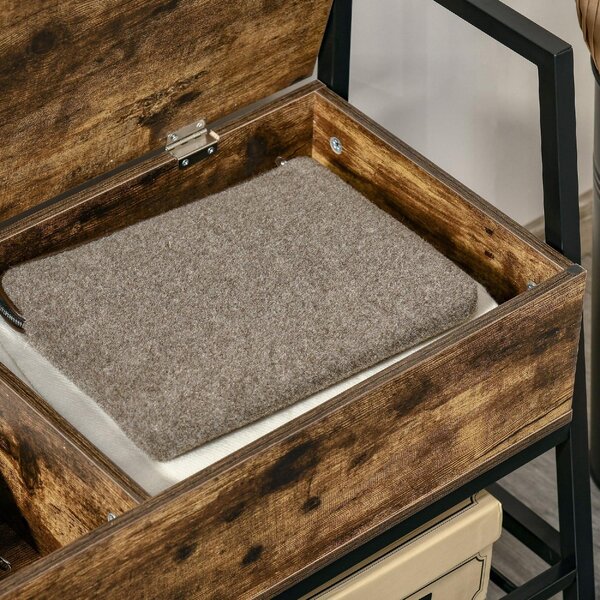 DecHome Panca Scarpiera 1 Ripiano 1 Vano Superiore a Scomparsa Dimensioni 90x37x60 cm colore Marrone/Nero