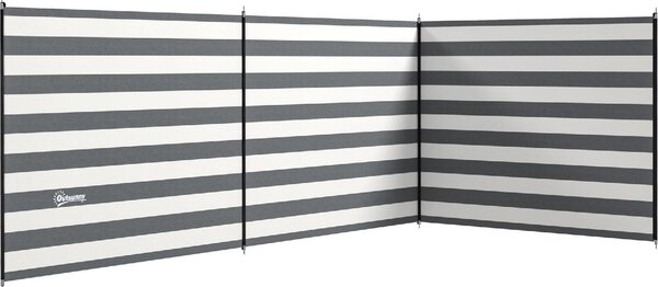 VivaGarden Paravento da Spiaggia Pieghevole Frangivista in Poliestere con Barre in Acciaio 540x150 cm colore Grigio