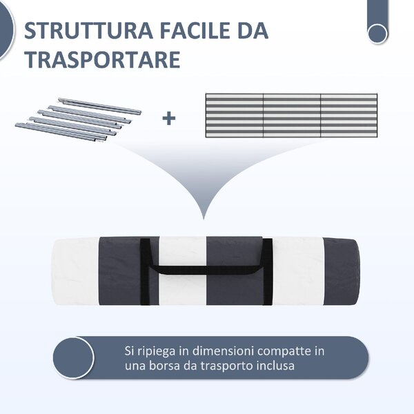 VivaGarden Paravento da Spiaggia Pieghevole Frangivista in Poliestere con Barre in Acciaio 540x150 cm colore Grigio