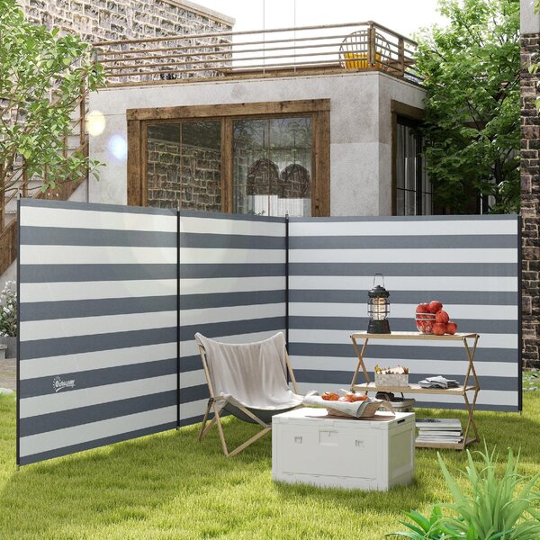 VivaGarden Paravento da Spiaggia Pieghevole Frangivista in Poliestere con Barre in Acciaio 540x150 cm colore Grigio