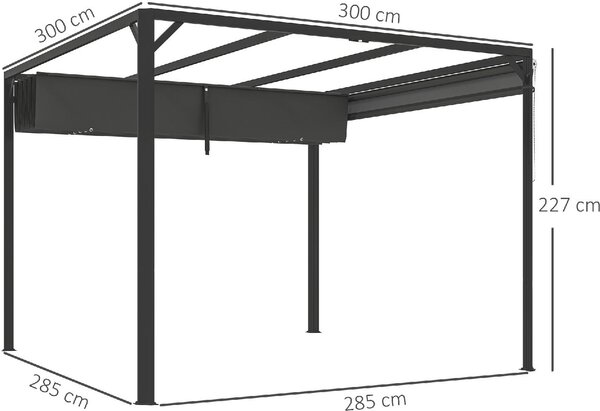 VivaGarden Pergola da Esterno 3x3 m in Acciaio/Poliestere colore Grigio Scuro