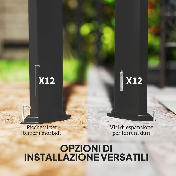 VivaGarden Pergola da Esterno 3x3 m in Acciaio/Poliestere colore Grigio Scuro