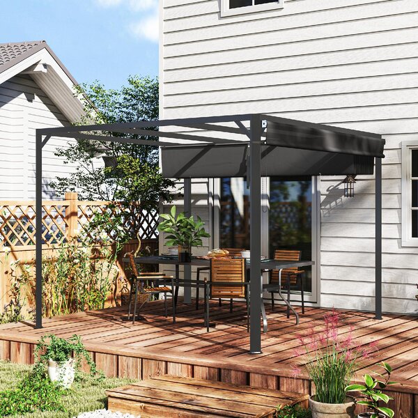 VivaGarden Pergola da Esterno 3x3 m in Acciaio/Poliestere colore Grigio Scuro