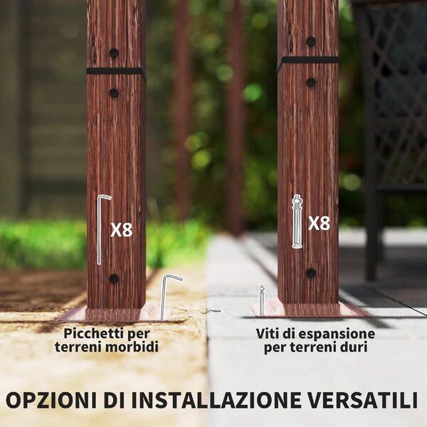 VivaGarden Pergola da Esterno 3,82x3x2,32 cm in Poliestere/Alluminio colore Legno
