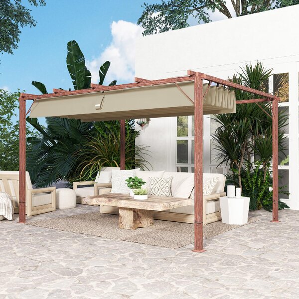 VivaGarden Pergola da Esterno 3,82x3x2,32 cm in Poliestere/Alluminio colore Legno