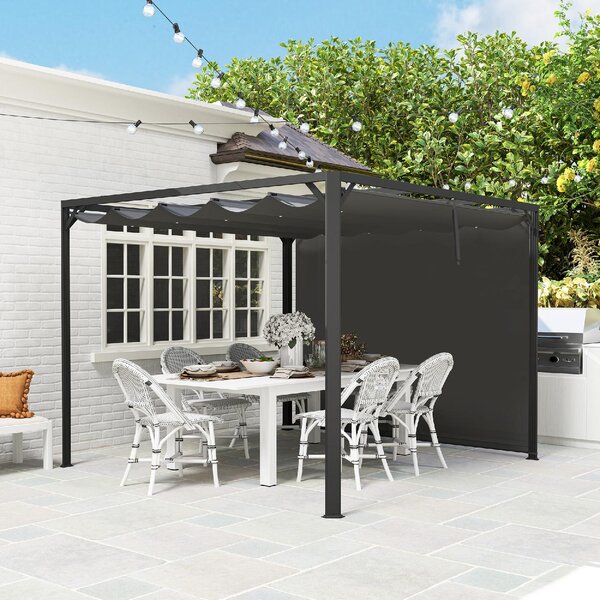 VivaGarden Pergola da Esterno 3x3 m in Acciaio/Poliestere colore Grigio Scuro